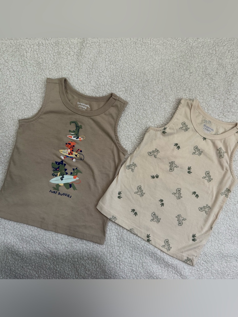 Garanimals Kids Surf Buddies & Dino Print Tank Tops - Beige & Light Tan